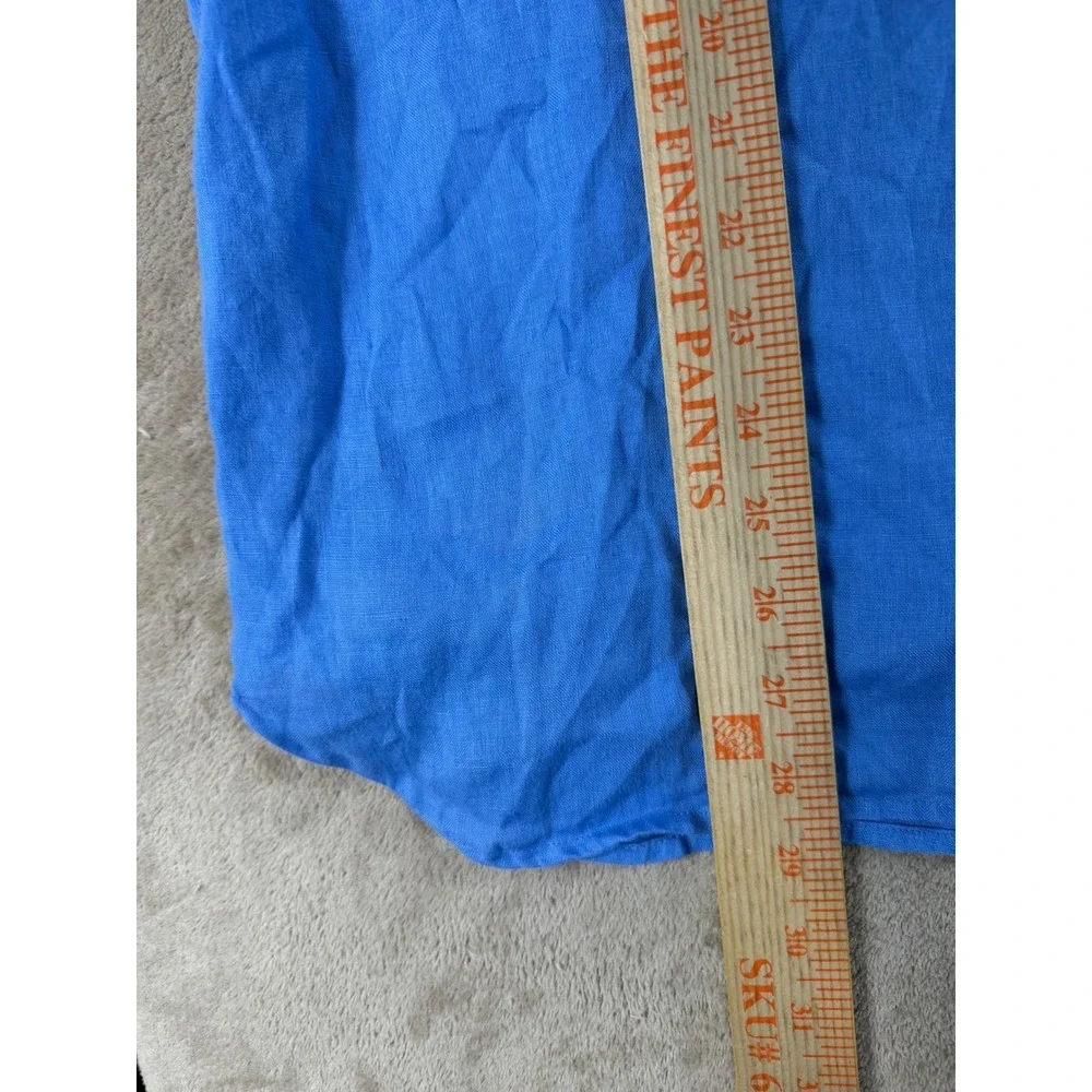 J.Jill Love Linen shirt Womens size 3X Blue 100% Linen Top Long sleeve EUC‎